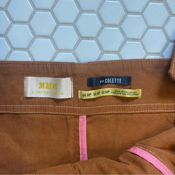 Portside Button-Front Jumpsuit by Maeve Anthro Brown Wide Leg Colette size 16W - Picture 9 of 11